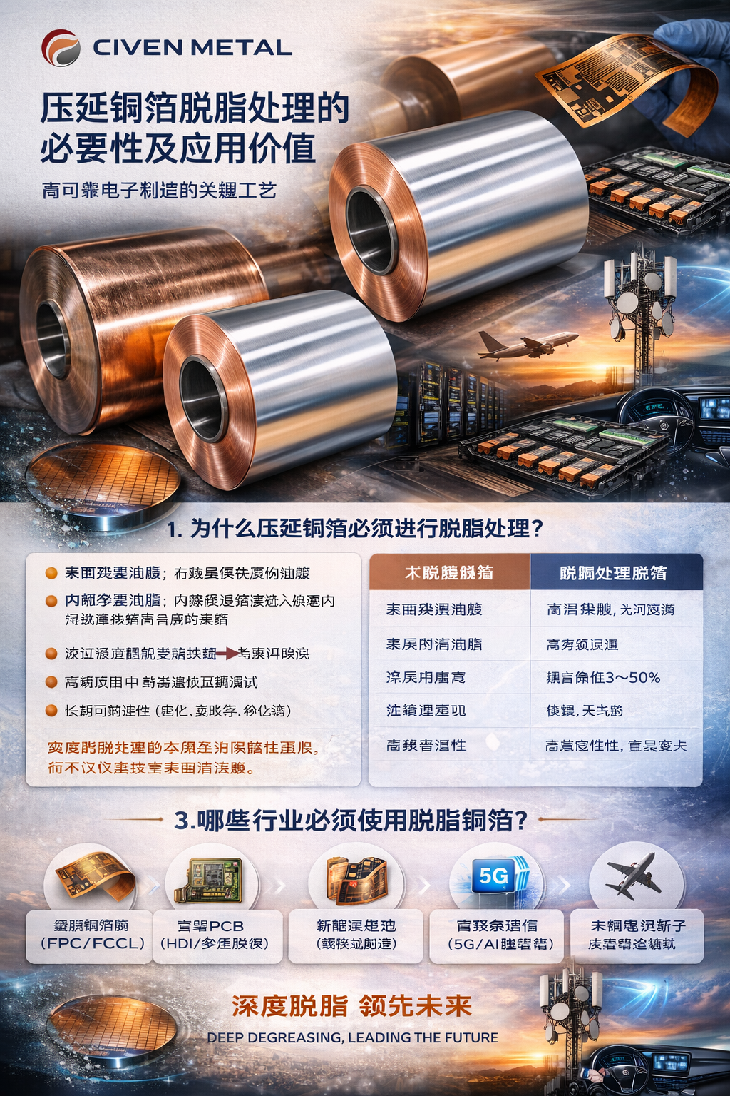 压延铜箔脱脂处理的必要性及应用价值——高可靠电子制造的关键工艺